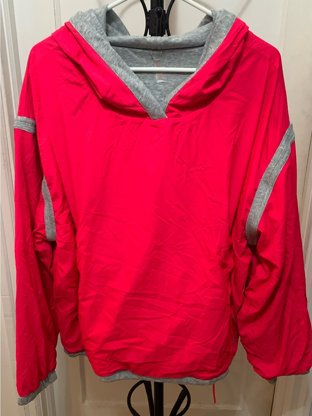 FP Movement by Free People Hot Pink and Heather Gray Varsity Pullover Size Large